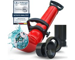MEISTERFAKTUR XXL WC Ontstopper met 3 Opzetstukken (3L) | Grote Gootsteenontstopper | Ontstopper Afvoer voor Industrie, Keuken, Douche, Badkamer & Toilet | Gootsteen Ontstopper, Keukenontstopper, Rioolontstopper | Zuigdrukreiniger