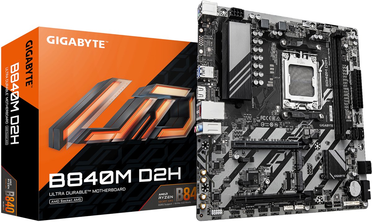 GIGABYTE B840M D2H moederbord AMD B840 Socket AM5 micro ATX