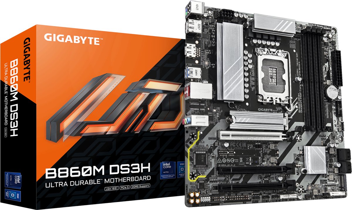 GIGABYTE B860M DS3H - Moederbord - micro ATX - Intel B860 - Socket LGA 1851