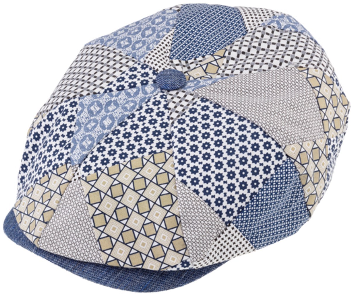 8-Panel flatcap met patroon blauw maat 59