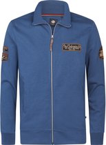 Petrol Industries - Heren Cardigan Kenosha - Kraagrits & Regular fit - Subtiel borstlogo - Blauw - Maat L