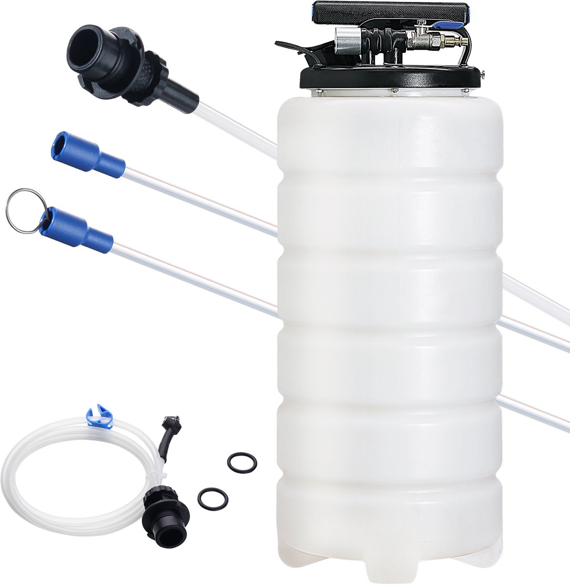 Vloeistofafzuiger, 4 Gallon (15 Liter), Pneumatische/Handmatige OlieverversingsvacuüMafzuiger met Oliepeilstok En Zuigslang, Olieverversingspomp voor VacuüMverwijdering Van Autovloeistoffen
