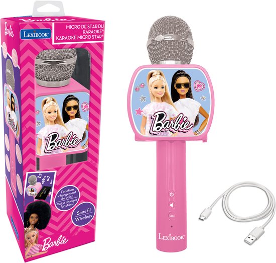 Barbie Draadloze Microfoon met luidspreker, stemvervormer, uitschuifbare telefoonhouder en Bluetooth-optie van barbie — afbeelding 2
