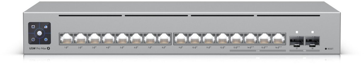 Ubiquiti USW-Pro-Max-16-PoE - Netwerkswitch - 18 Poorten - 180W PoE - Managed L3 - 10G Ondersteuning