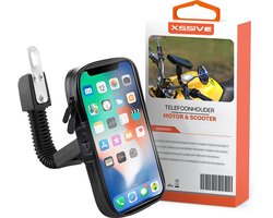 Xssive M1 Telefoonhouder Motor en Scooter - Spiegelbevestiging - Flexibele Stang - Waterdicht - Geschikt voor o.a Vespa, Kawasaki, Ducatti, Sym, Piaggio, Kymco - GSM Houder