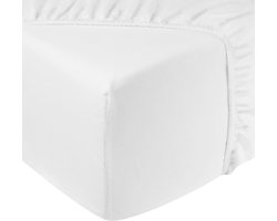 DoubleDry Jersey Stretch Hoeslaken - 100% Katoen - Tweepersoons 160x200 cm - 25cm Matrasdikte - Rondom Elastiek - Wit