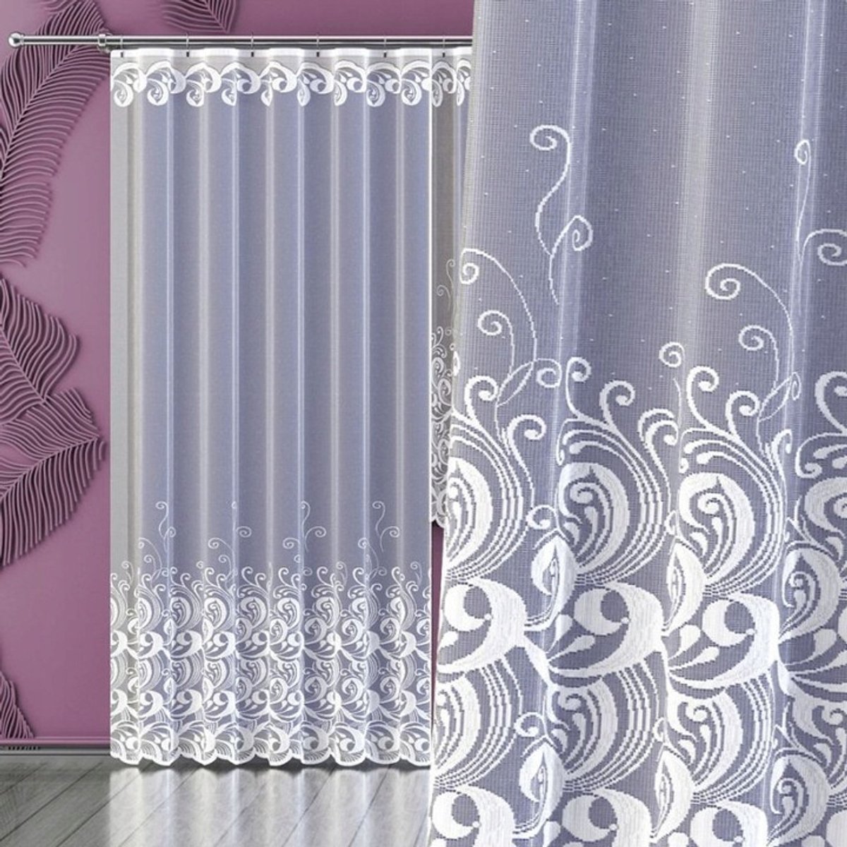 Wisan Dumka jacquard vitrage -150 x 250cm, Jacquard paneelgordijn, jacquardvitrage, gordijn curtains - wit- 150 x 250 cm