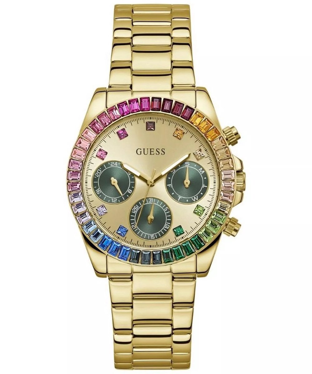 Guess Halo GW0690L4 Horloge - Staal - Goudkleurig - Ø 38 mm