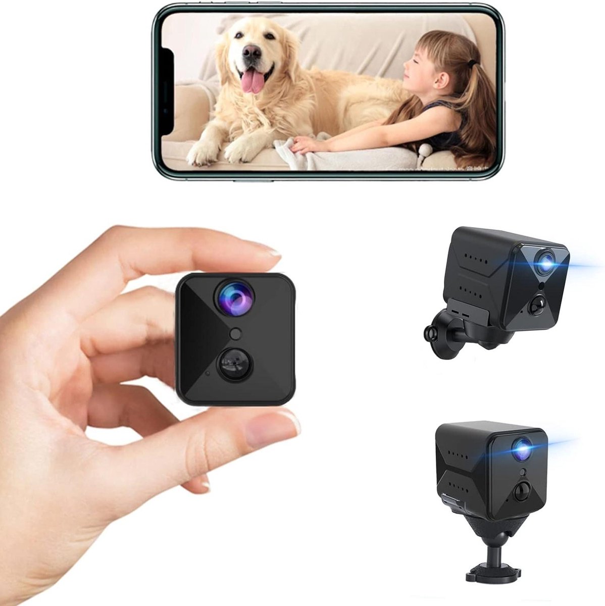 Full HD mini-camera voor binnen met live overdracht via mobiele telefoon app - 100 dagen stand-by, wifi, bewegingsmelder en nachtzicht