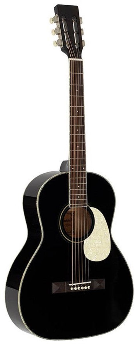 Richwood HSP-55-BK Parlor Gitaar Zwart Massief sparren top, mahonie body, pearloid & witte celluloid details