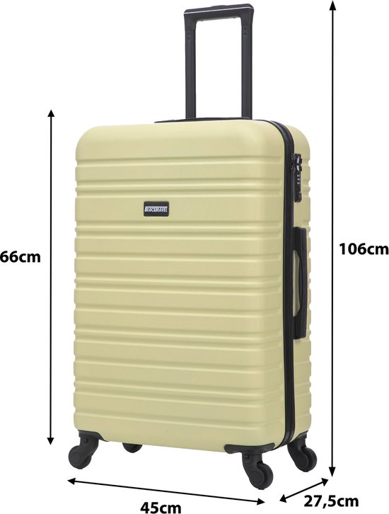 BlockTravel® Reiskoffer Groot 74L - Harde Koffer met TSA-slot - 4 Spinner Wielen - Lichtgewicht Koffer Groot 4 Wielen - Ruimbagage Koffer - Valies Grote Koffer - Koffer Large - 72cm - Licht geel