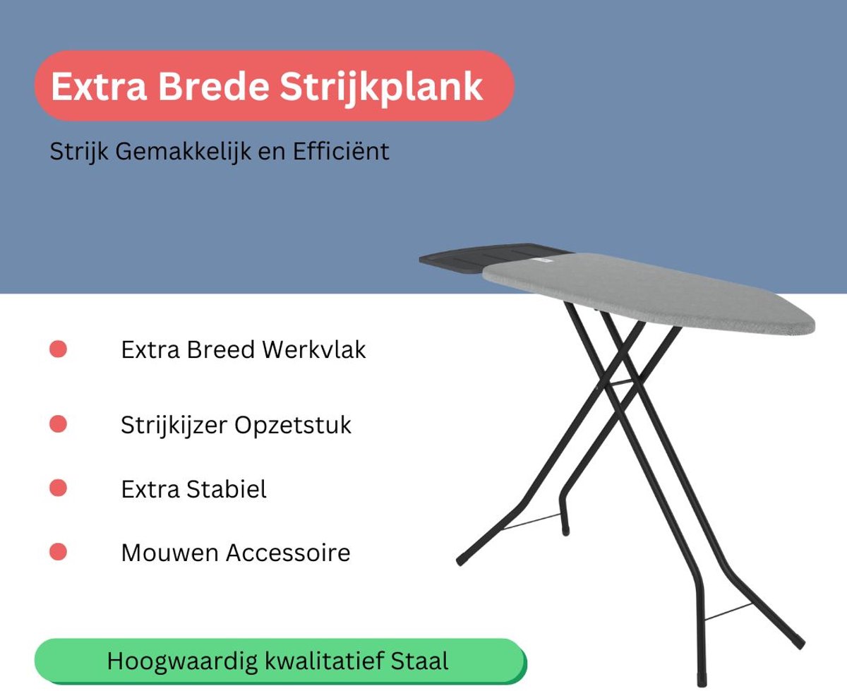 Wasophoogte ® strijkplank extra brede strijkplank stoomgenerator 124*44