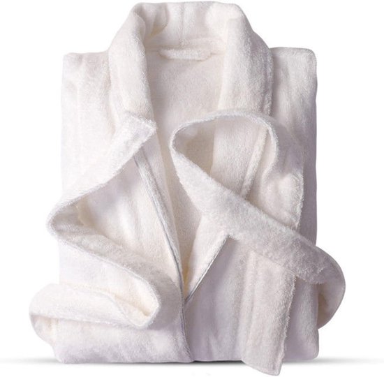 Badjas Eden – Peignoir court pour femme – Taille S/M – Robe de chambre douce avec ceinture – Coupe décontractée – Confortable après la Douche, le Sauna ou la Détente – Couleur : Crème