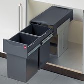 Hailo Tandem - Inbouw Prullenbak - 30 Liter Inhoud - Met 2 Compartimenten - Grijs