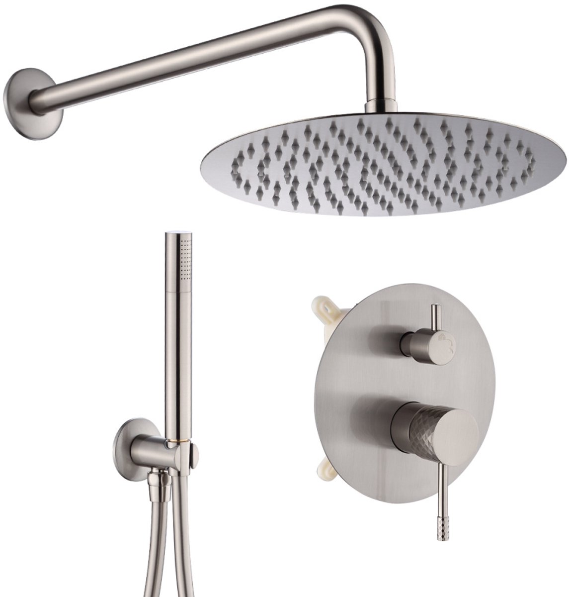 WEBO Valencia regendoucheset - RVS - Doucheset - 25cm - Stortdouche - Luxe Douchekop - Complete doucheset inclusief Handdouche
