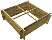 Tuintoppers Moestuinbak met 4 Vakken en Worteldoek Geïmpregneerd 100 x 100 x 27 cm