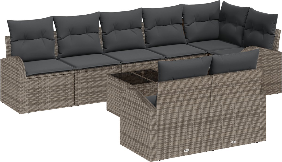 vidaXL - Tuinbank - Set - Grijs - 55 - x - 55 - x - 37 - cm - poly - rattan