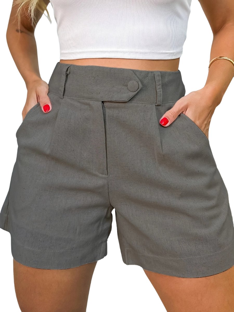 Bovista Korte Broek Dames Spijkerbroek met Zakken Volwassenen Jongens Shorts Donkergrijs