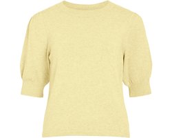 Vila Trui Viril 2/4 Sleeve O-neck Knit Top - 14105306 Pastel Yellow/dark Melange Dames Maat - XS