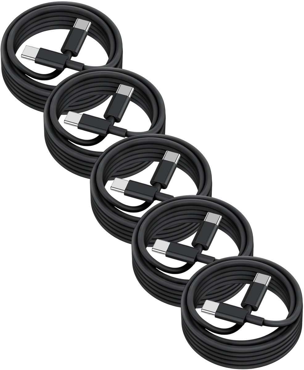 USB C naar USB C kabel - 1,5 Meter Oplaadkabel 5x - USB-C Oplader Kabel - Zwart