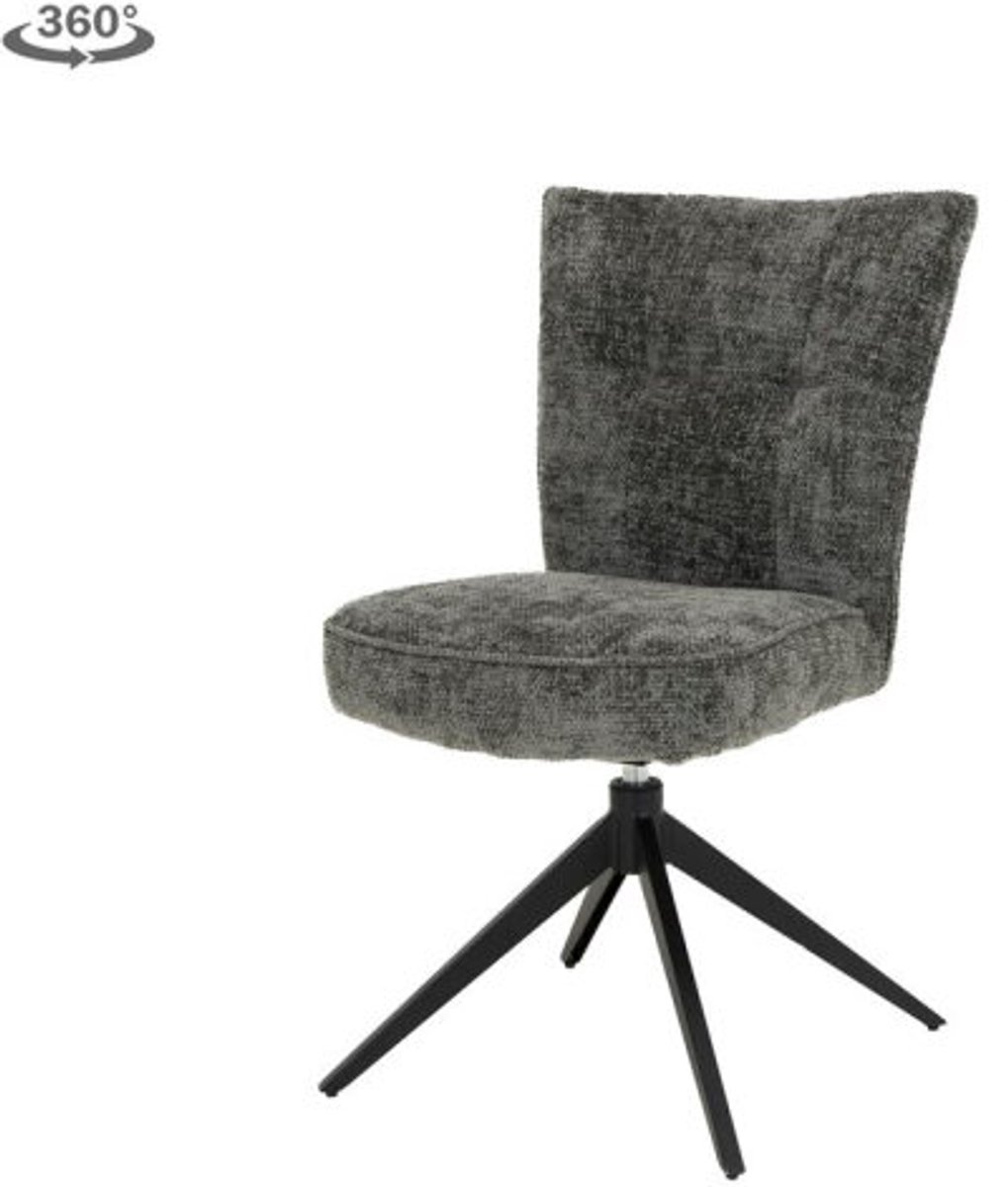 Tower Living Eetkamerstoel Bardi draaibaar - Stof Haga 16 charcoal