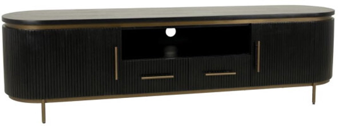 Tower Living Tv meubel Rivello 200 cm – Zwart & Brass