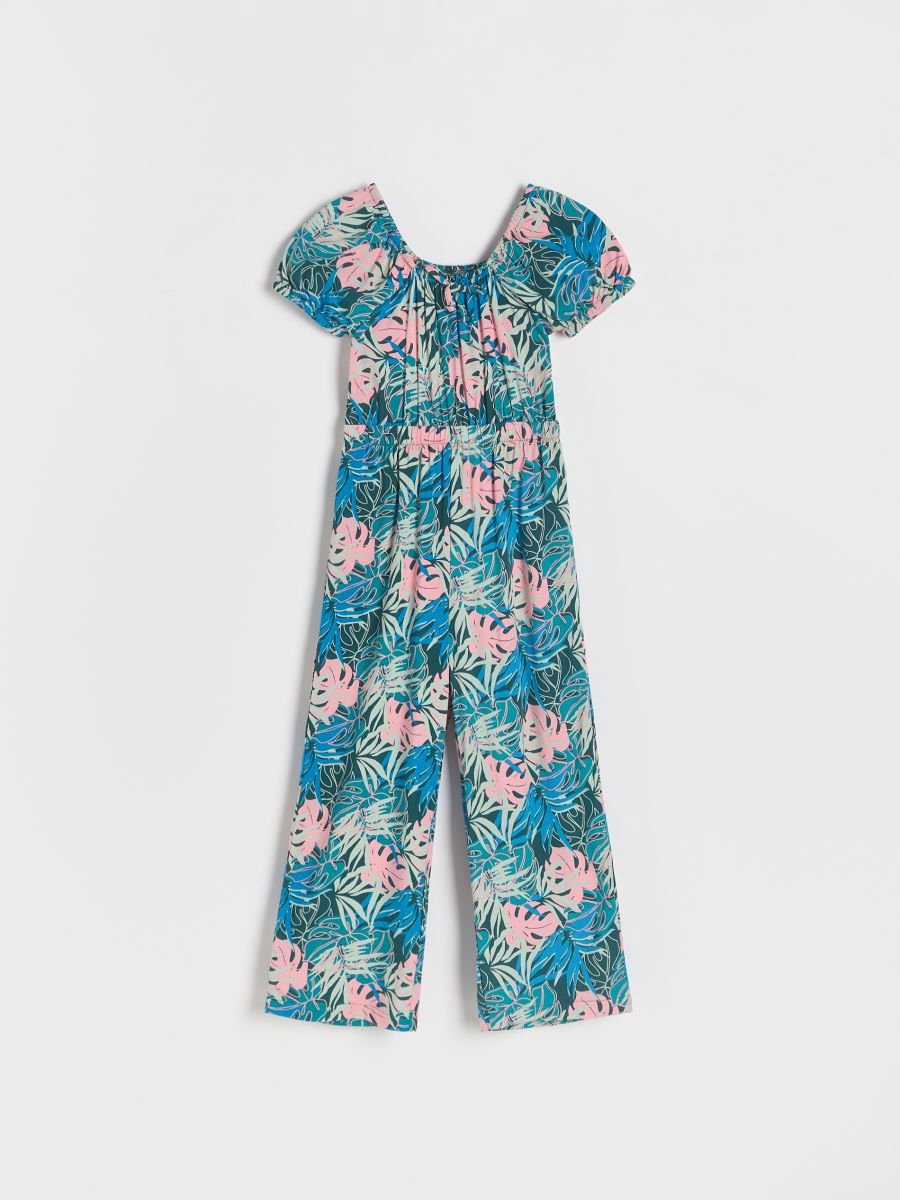 Starry Indigo - Jumpsuit Meisjes | Zomer | Viscose | Palm blad | Kind 10-11 jaar | Maat 146