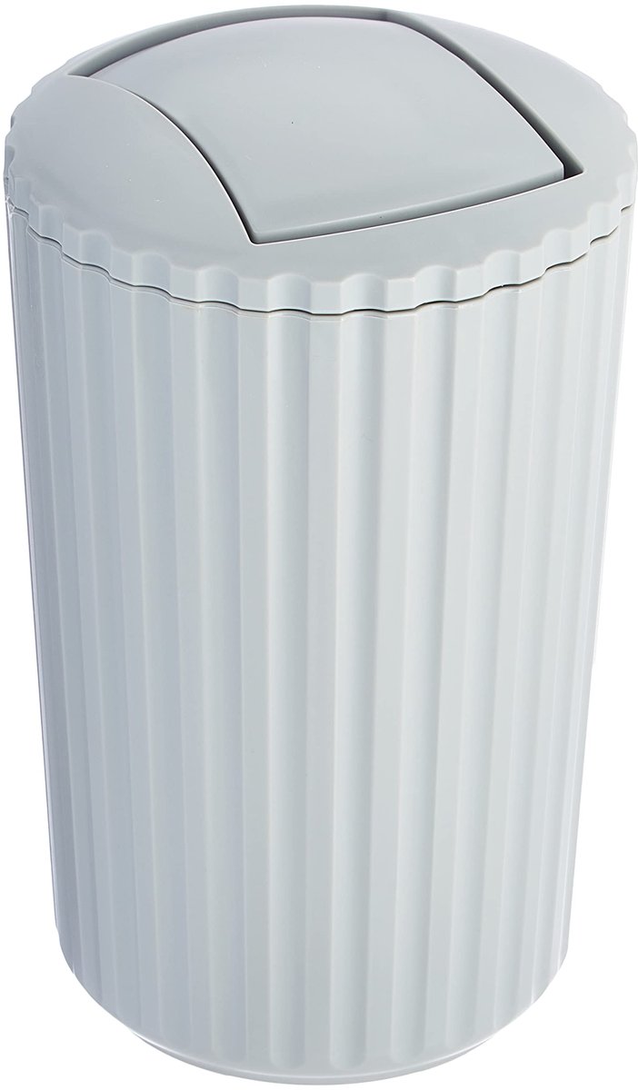 Ibenzoa® Stijlvolle Grijze Afvalemmer met Kanteldeksel voor Badkamer en Keuken, Inhoud 3 Liter