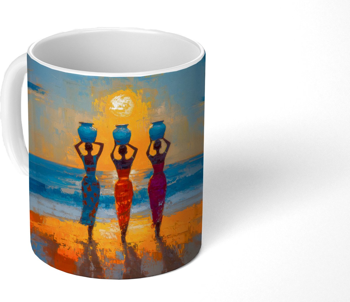 Mok - Koffiemok - Vrouwen - Strand - Zondsondergang - Mokken - 350 ML - Beker - Koffiemokken - Theemok