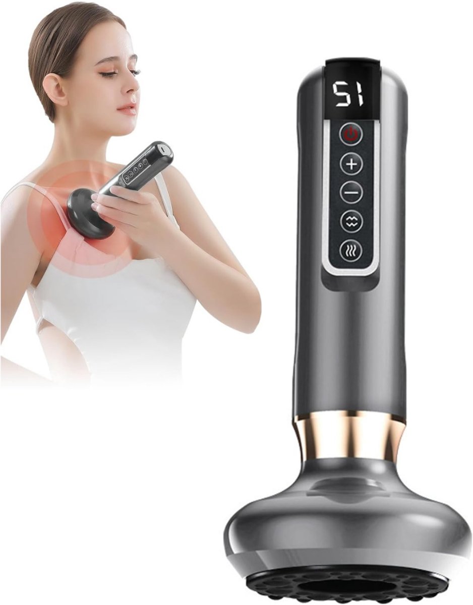 Anti Cellulite Massage Apparaat – Elektrische Cupping Set Massage – Cellulite Cups – Lymfedrainage Met Instelbare Snelheid – Huidverjongingsapparaat met LED-Scherm - Cavitatie Behandeling - Grijs