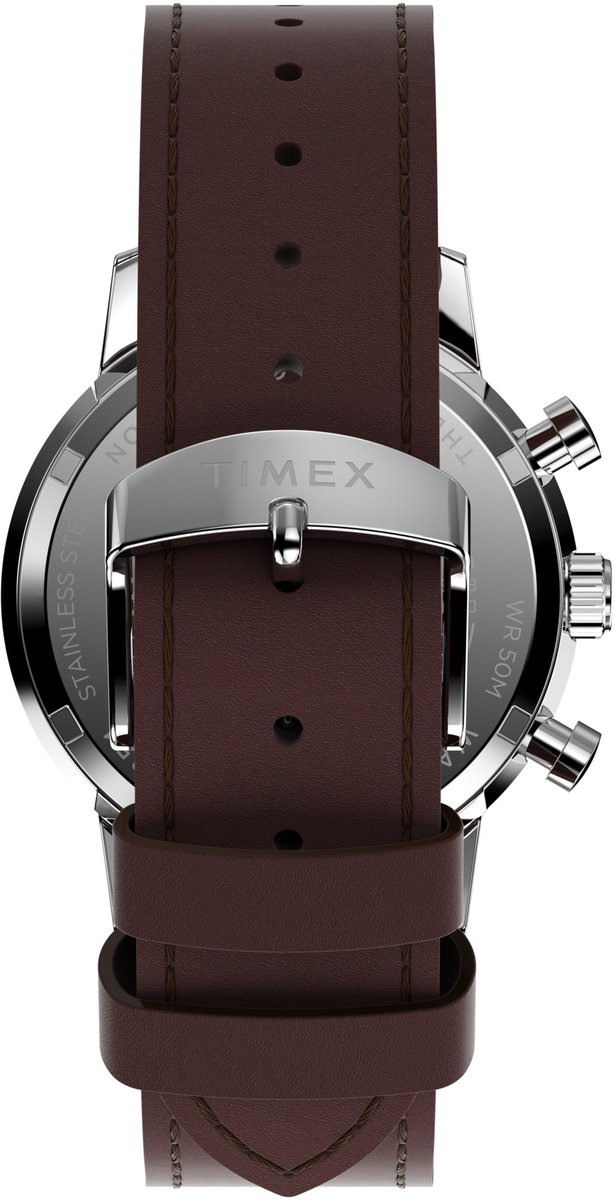 Timex Marlinâ® Quartz Chronograph Watch Blauw En Braun Case: 100% Roestvrij Staal | Armband: 100% Leer 40 TW2W10100AJ, TW2W10200AJ