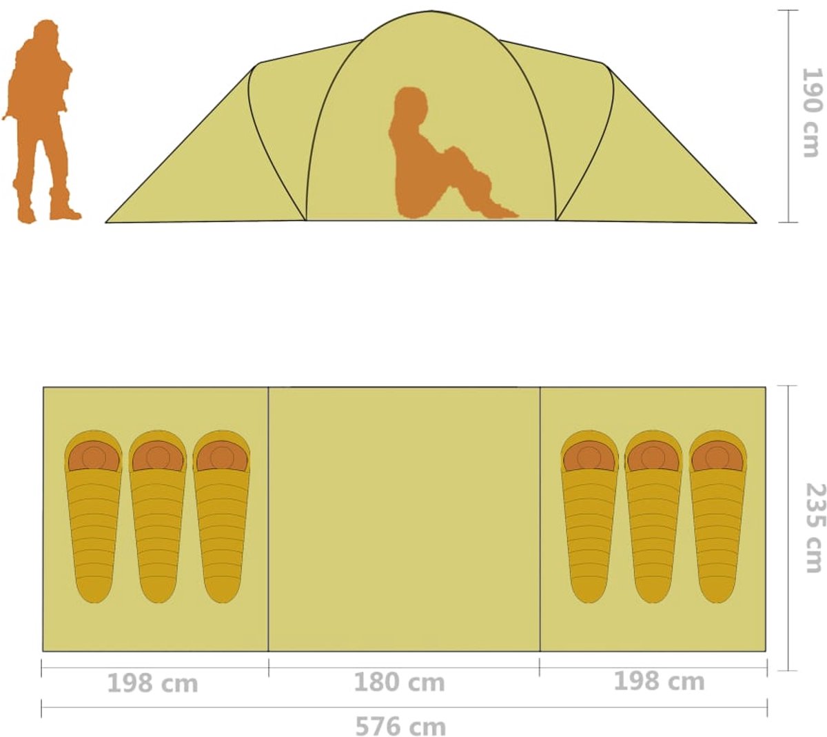 vidaXL - Tent - 6-persoons - blauw - en - groen – foto 3