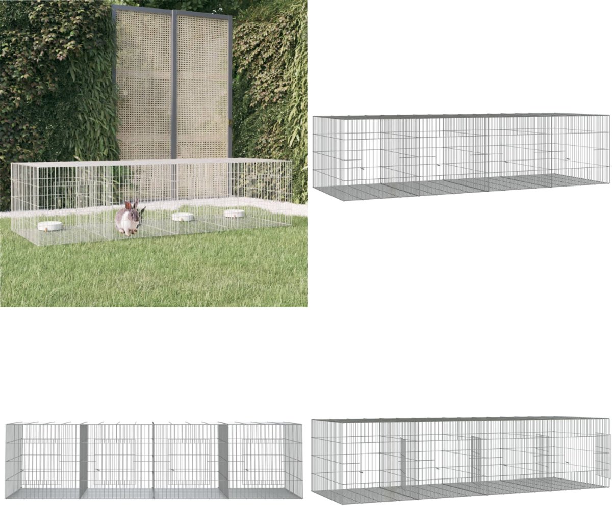 vidaXL Konijnenkooi met 4 panelen 217x79x54 cm gegalvaniseerd ijzer – Konijnenhok – Konijnenhokken – Hok – Huisdierenhok vidaXL Konijnenkooi met 4 panelen 217x79x54 cm gegalvaniseerd ijzer – Konijnenhok – Konijnenhokken – Hok – Huisdierenhok