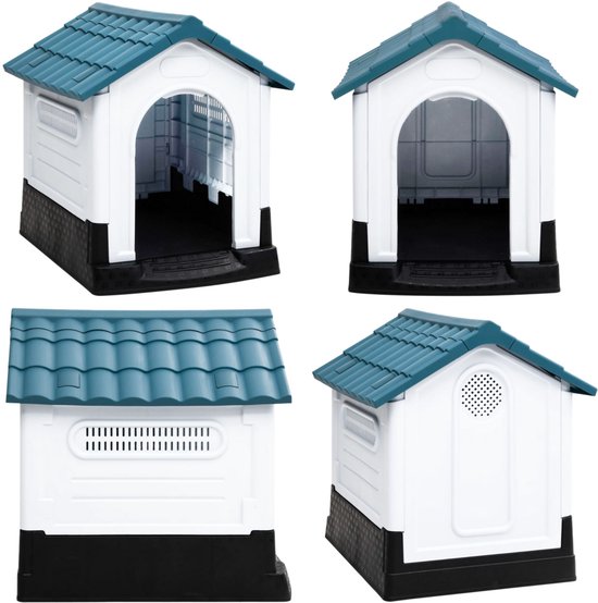 vidaXL Hondenhok 57x68x66 cm polypropeen blauw - Hondenhok - Hondenhokken - Honden Hok - Hondenhuis