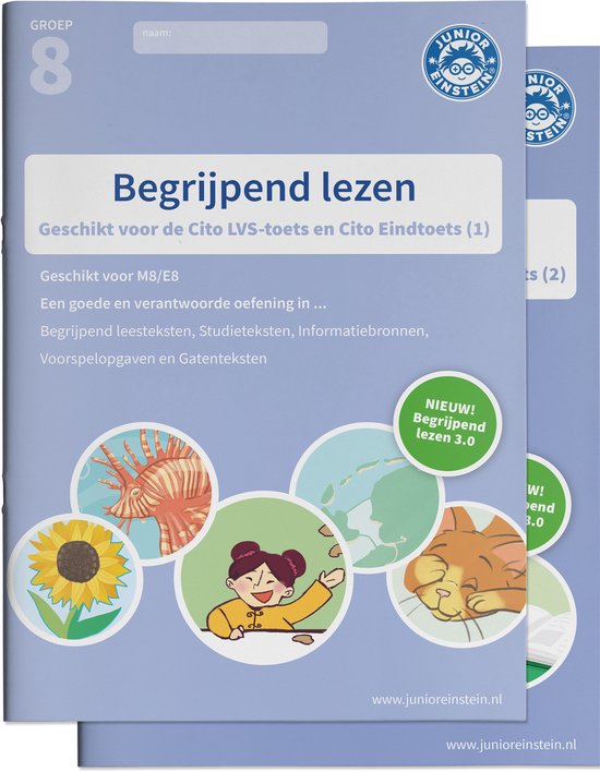 Begrijpend lezen Oefenboeken Set groep 8 M8/E8 Delen 1 en 2