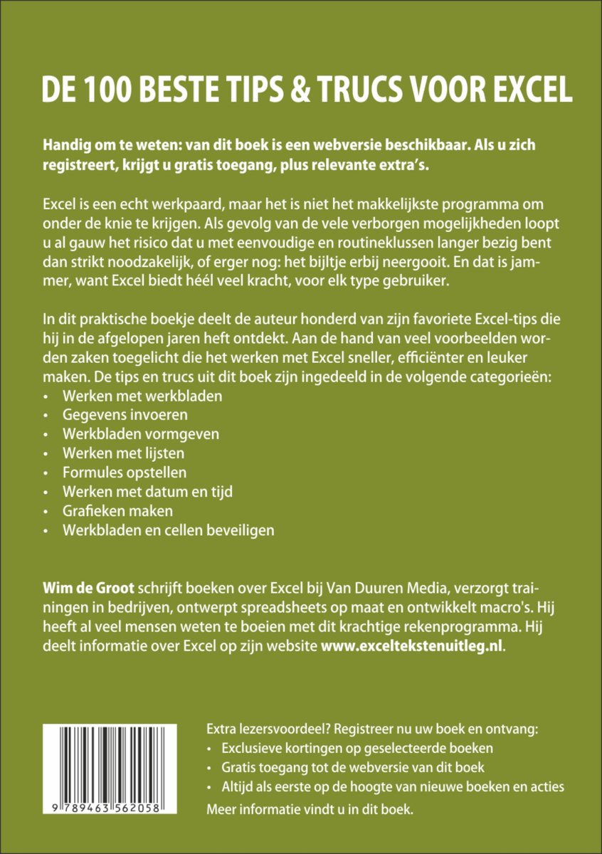 De 100 beste tips & trucs voor Excel - back cover