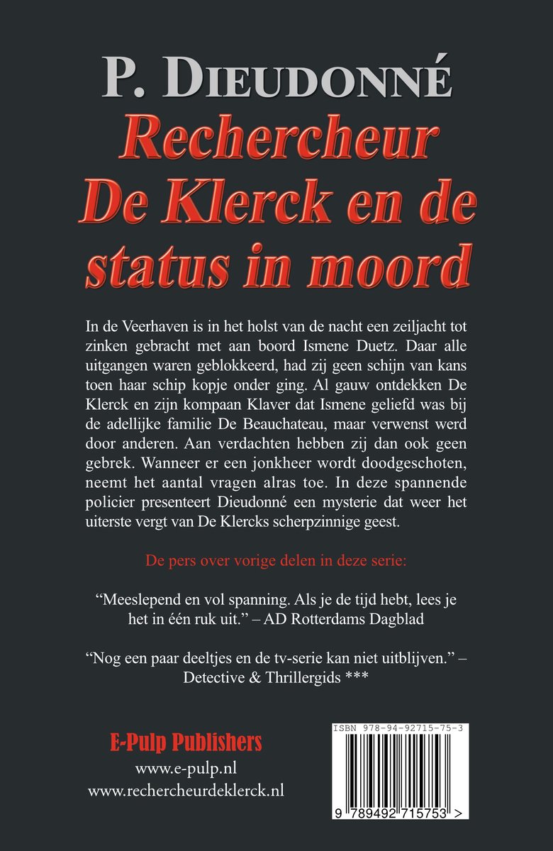 De Klerck 11 - Rechercheur De Klerck en de status in moord - back cover