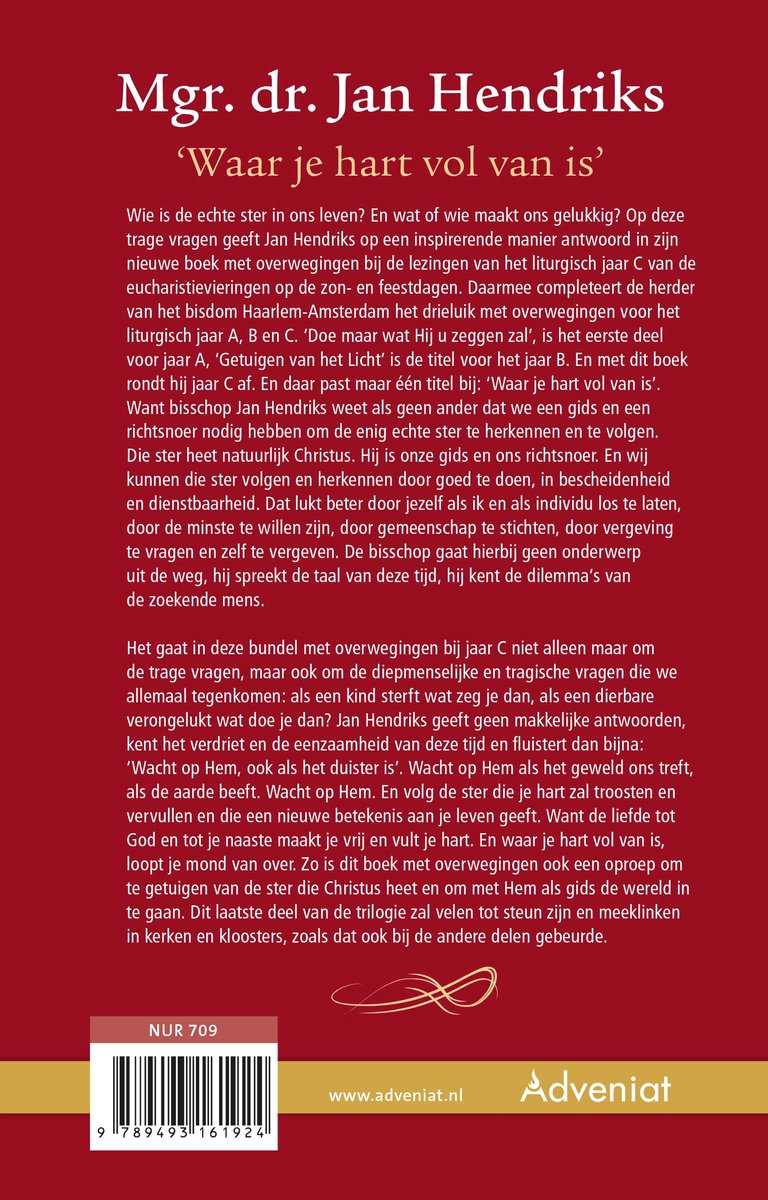 Waar je hart vol van is - back cover