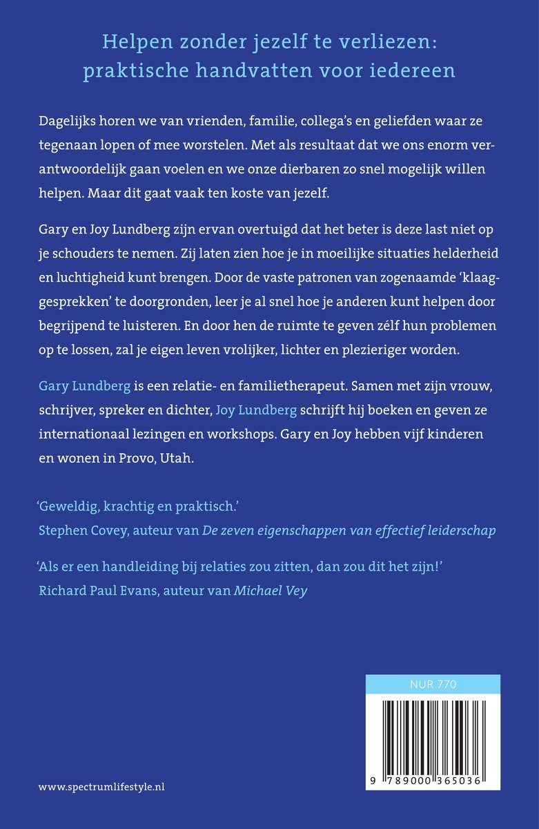 Achterkant boek 'Helpen zonder jezelf te verliezen'.