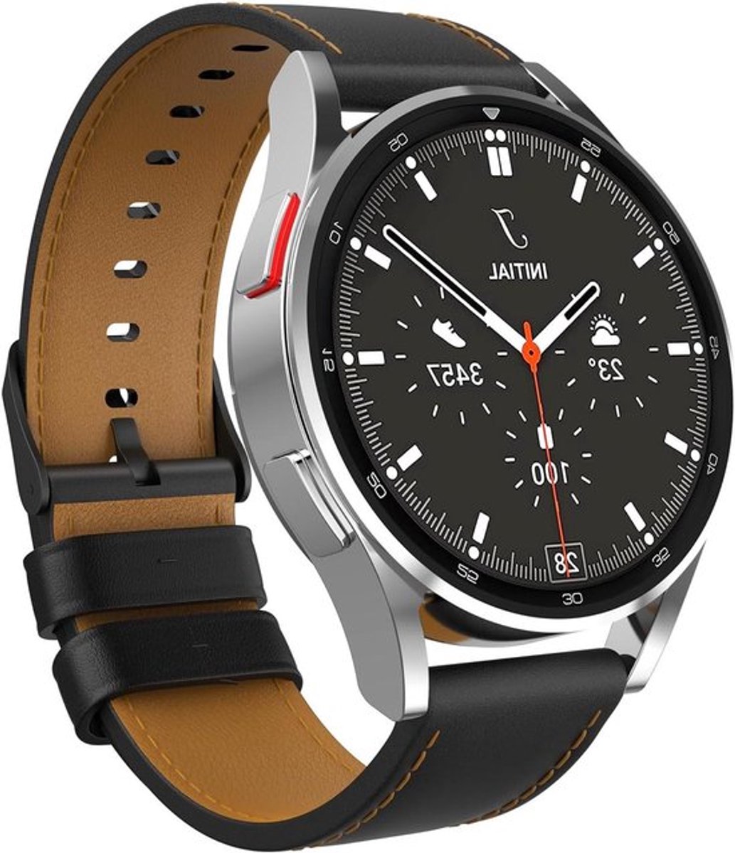 Top Grain Leather Strap Compatible with Samsung Galaxy Watch 3 45mm-Galaxy Watch 46mm-Gear S3 Frontier-S3 Classic 22mm - Black