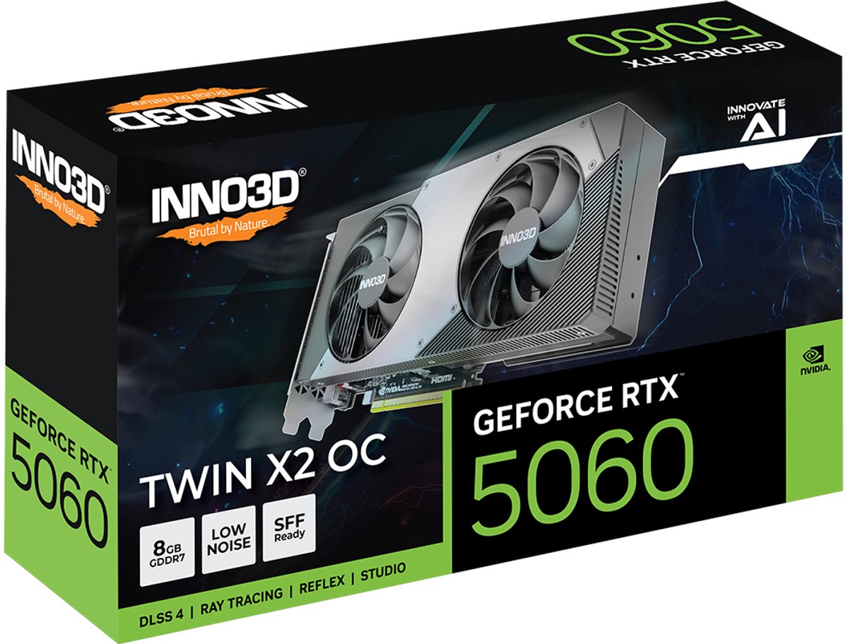NVIDIA GeForce RTX 5060 8GB GDDR7 Videokaart PCIe 5.0 OC Twin X2 Dual-Fan HDMI 2.1 DisplayPort 2.1 - Afbeelding 2