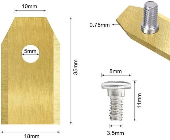 45 stuks titaniumlegering messen - 45 schroeven + goud 45 stuks- 45 stuks titanium vervangingsmessen voor van Merkloos	 — afbeelding 3