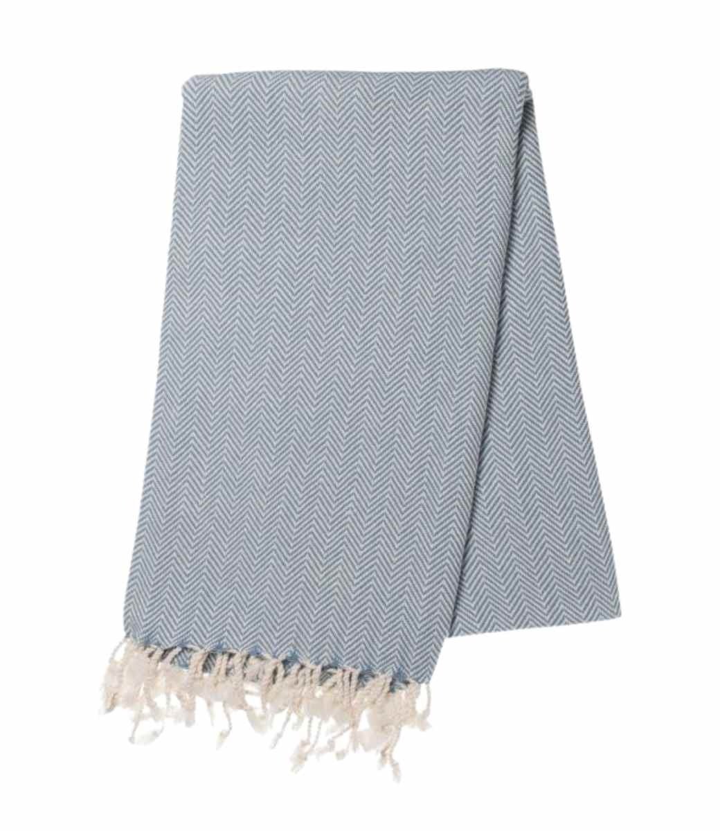 Hamamdoek ZigZag Air Blue 220x170cm - 180x100cm - Strandlaken - Saunadoek - Saunalaken - Omslagdoek - Stranddoek - Reishanddoek - Plaid - Zwem Handdoek - Sneldrogende Handdoeken