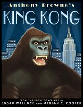King Kong boekcover met een grote aap die voor de skyline van New York staat, met de Empire State Building.