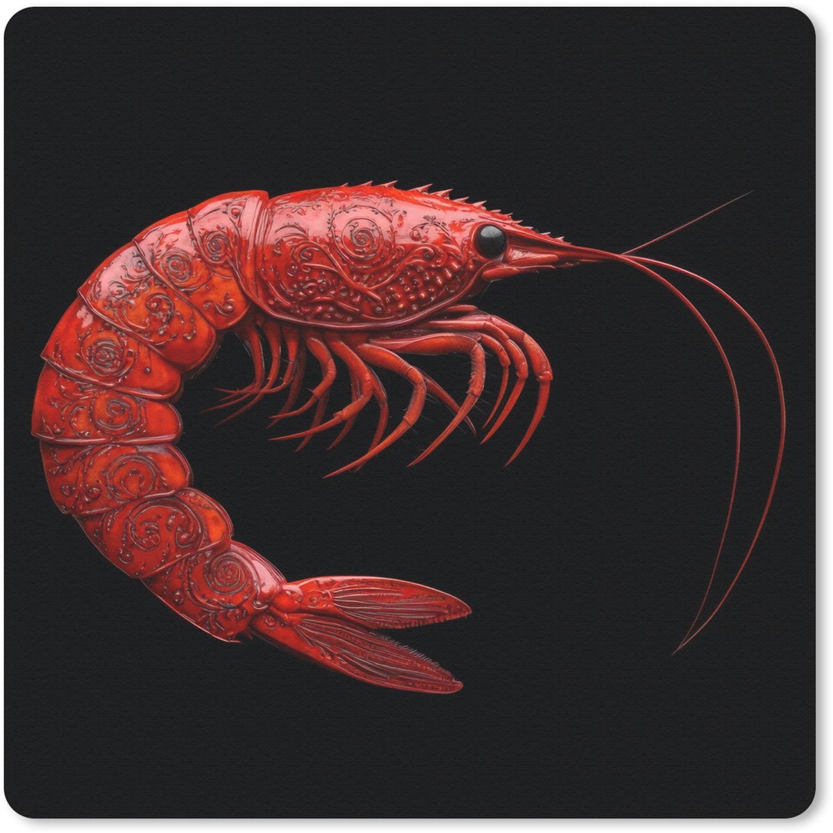 Muismat 30x30 cm - Mousepad Garnaal - Rood - Dieren - Muismatten