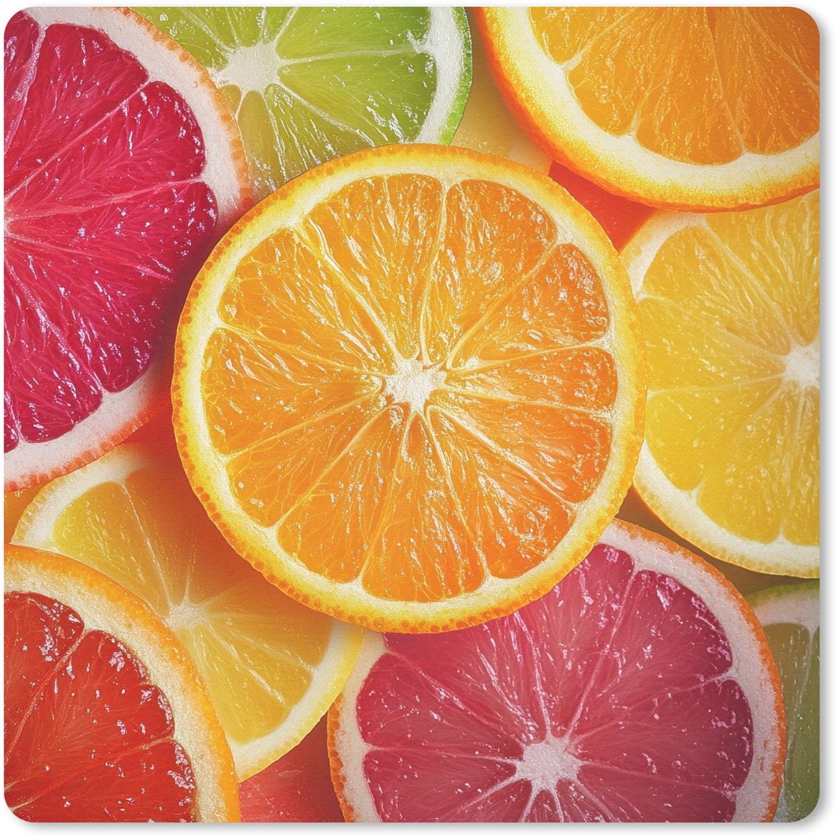 Muismat 20x20 cm - Mousepad Fruit - Kleurrijk - Close up - Muismatten