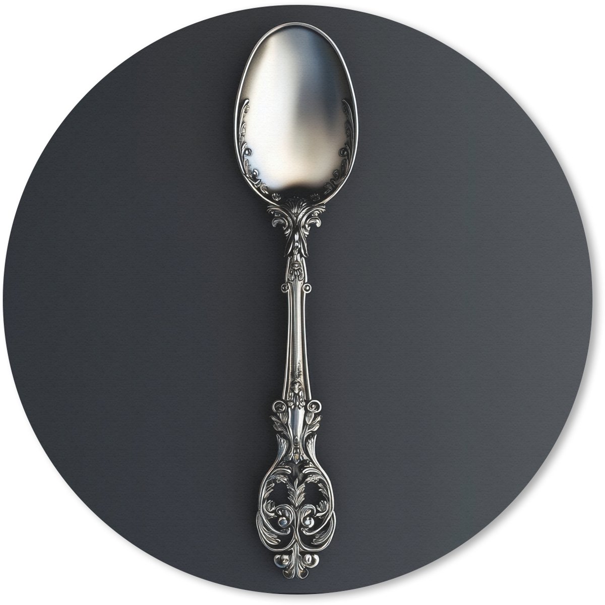 Muismat rond 20x20 cm - Mousepad Lepel - Zilver - Metaal - Ronde muismatten