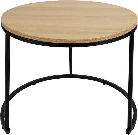 Tables basses GDRN , Set de 2 – Chêne clair – Rondes – 60 x 45 et 40 x 40 cm – Tables d'appoint modernes – Ensemble de tables en bois