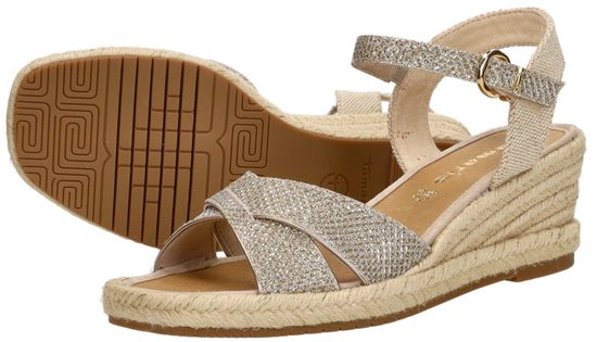 Sandale Tamaris Talon 6 Cm - Empeigne Textile, Bout Carré, Fermoir, Technologie ANTIslide