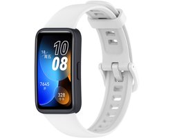 By Qubix - Siliconen bandje met gesp - Wit - geschikt voor Huawei Band 10 / 9 / 8